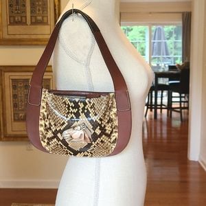 KIESELSTEIN-CORD PYTHON/STERLING SILVER BAG.